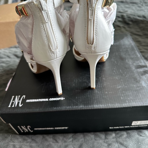 White INC gold studded heels - Picture 3 of 8